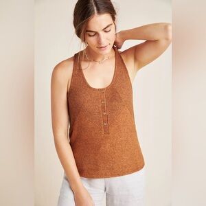 SATURDAY SUNDAY by ANTHROPOLOGIE Lucie Ribbed Racerback‎ Tank Top in Brown